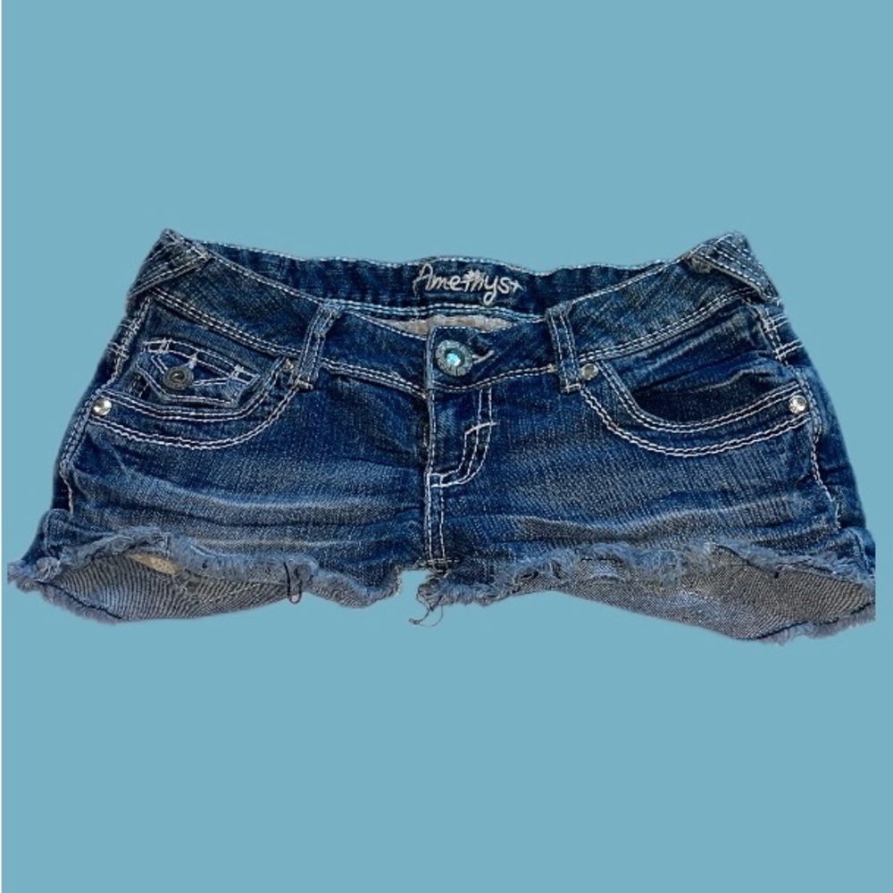 Amethyst Jeans Blue Jean Shorts Distressed Cut-Off Style